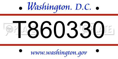 T860330 District Of Columbia License Plate