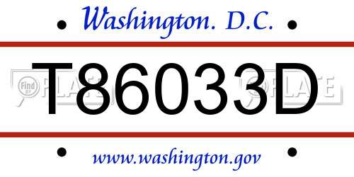 T86033D District Of Columbia License Plate