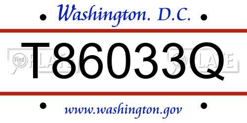 T86033Q District Of Columbia License Plate