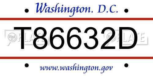 T86632D District Of Columbia License Plate