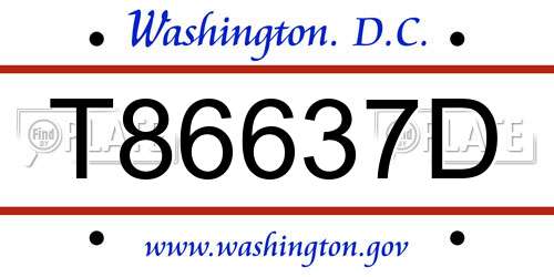 T86637D District Of Columbia License Plate
