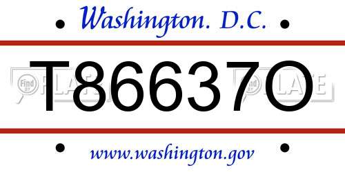 T86637O District Of Columbia License Plate
