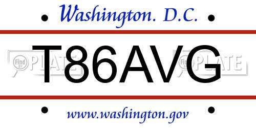 T86AVG District Of Columbia License Plate