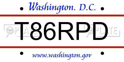 T86RPD District Of Columbia License Plate