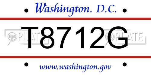 T8712G District Of Columbia License Plate