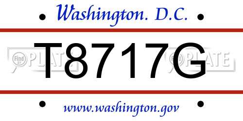 T8717G District Of Columbia License Plate