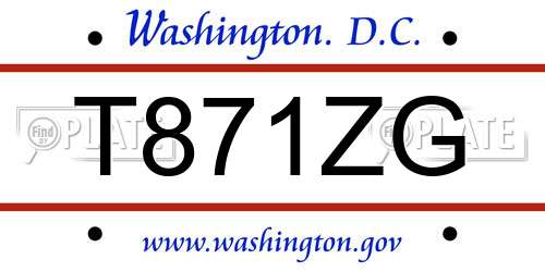T871ZG District Of Columbia License Plate