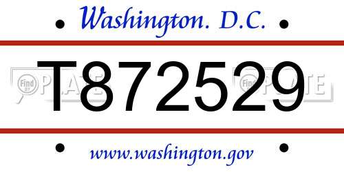 T872529 District Of Columbia License Plate