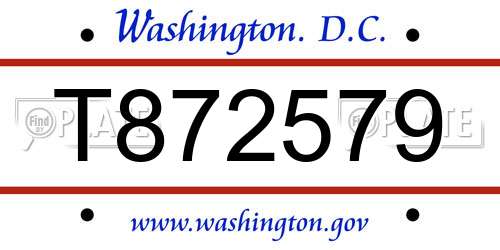T872579 District Of Columbia License Plate