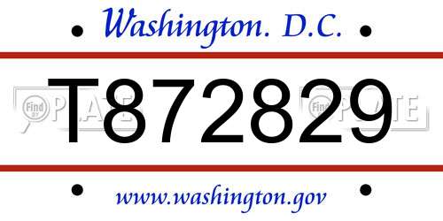 T872829 District Of Columbia License Plate