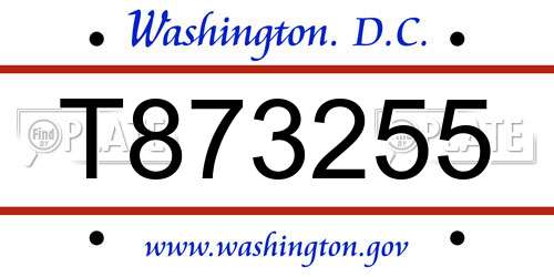 T873255 District Of Columbia License Plate
