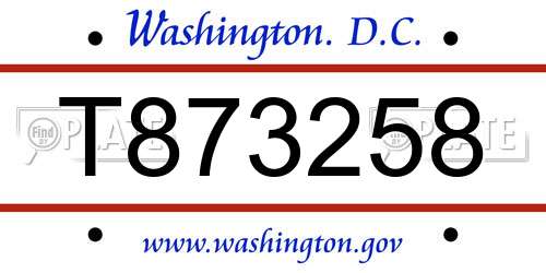 T873258 District Of Columbia License Plate