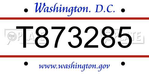 T873285 District Of Columbia License Plate