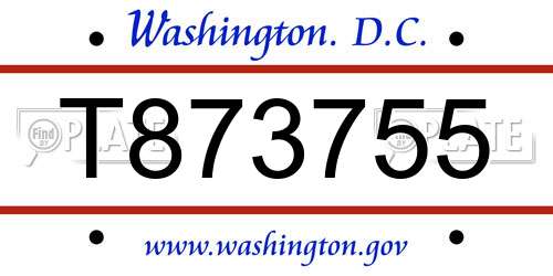T873755 District Of Columbia License Plate
