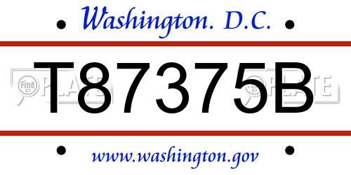 T87375B District Of Columbia License Plate