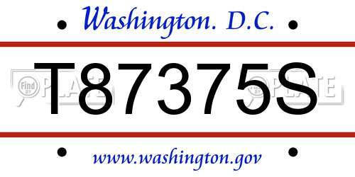 T87375S District Of Columbia License Plate