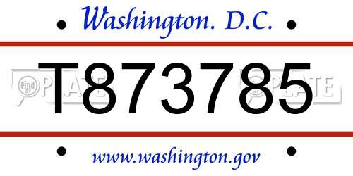 T873785 District Of Columbia License Plate