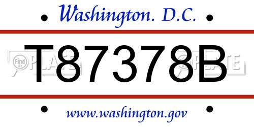 T87378B District Of Columbia License Plate
