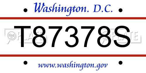 T87378S District Of Columbia License Plate
