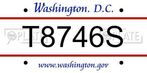 T8746S District Of Columbia License Plate