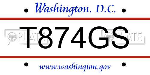 T874GS District Of Columbia License Plate