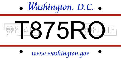 T875RO District Of Columbia License Plate