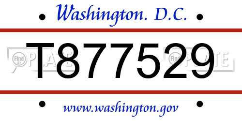 T877529 District Of Columbia License Plate