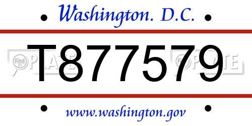 T877579 District Of Columbia License Plate