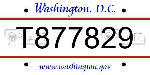 T877829 District Of Columbia License Plate