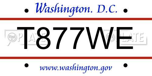 T877WE District Of Columbia License Plate