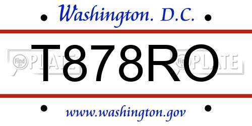 T878RO District Of Columbia License Plate