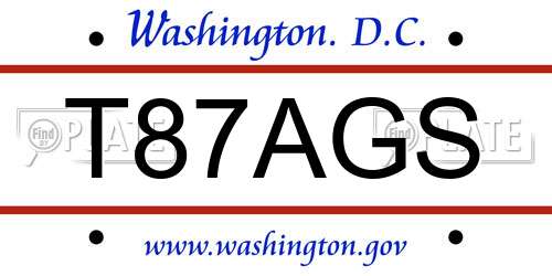 T87AGS District Of Columbia License Plate