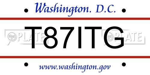 T87ITG District Of Columbia License Plate