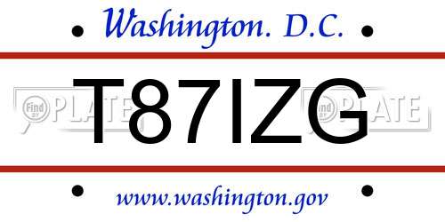 T87IZG District Of Columbia License Plate