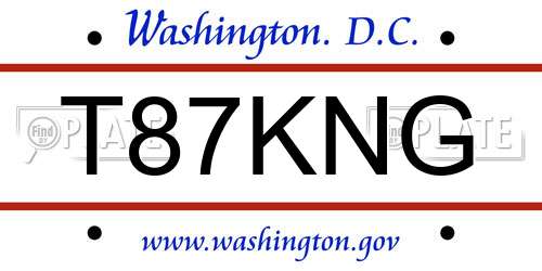 T87KNG District Of Columbia License Plate