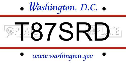 T87SRD District Of Columbia License Plate