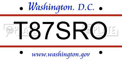 T87SRO District Of Columbia License Plate