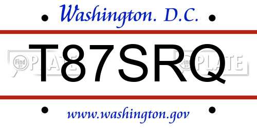 T87SRQ District Of Columbia License Plate