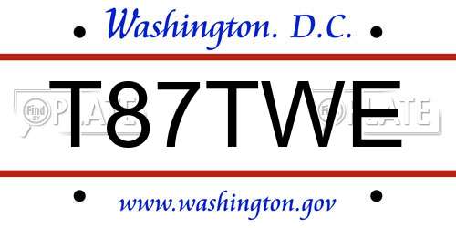 T87TWE District Of Columbia License Plate
