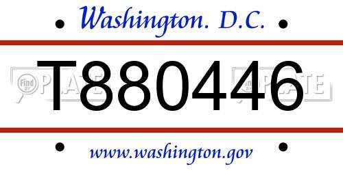 T880446 District Of Columbia License Plate
