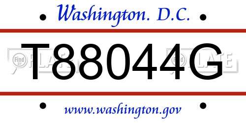 T88044G District Of Columbia License Plate