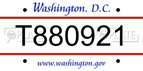 T880921 District Of Columbia License Plate