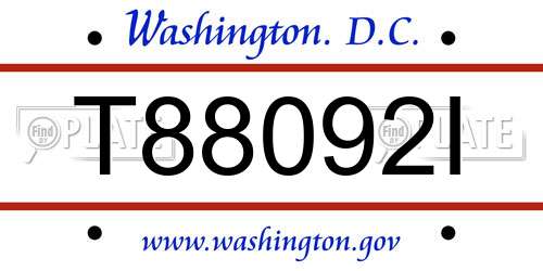 T88092I District Of Columbia License Plate
