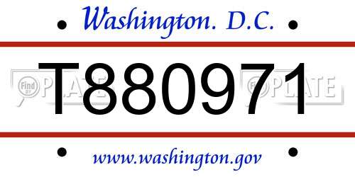 T880971 District Of Columbia License Plate