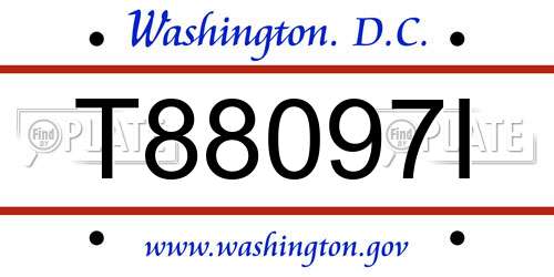 T88097I District Of Columbia License Plate