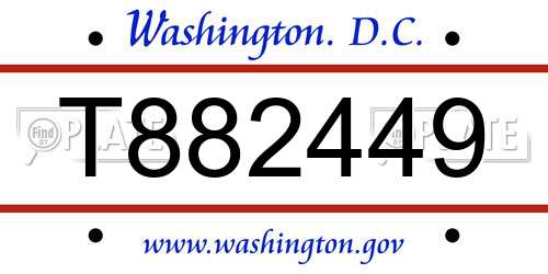 T882449 District Of Columbia License Plate