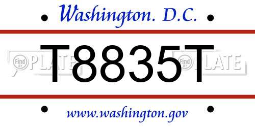 T8835T District Of Columbia License Plate