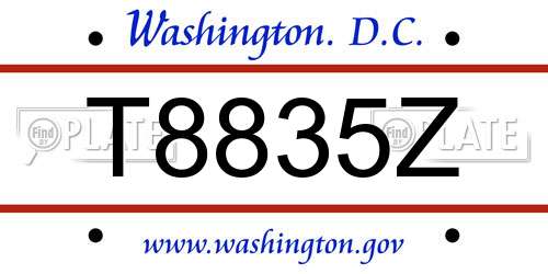 T8835Z District Of Columbia License Plate