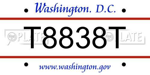 T8838T District Of Columbia License Plate