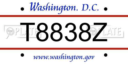 T8838Z District Of Columbia License Plate